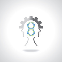 human head in numeric number vector concept 