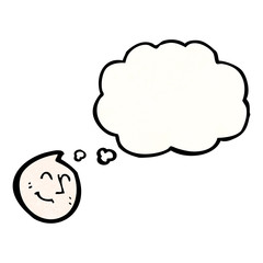 cartoon happy face symbol with thought bubble