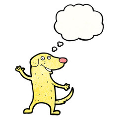 happy cartoon dog with thought bubble