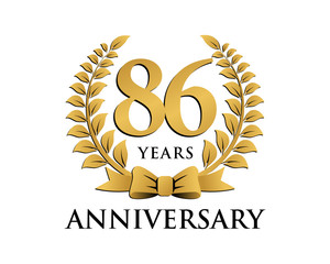 anniversary logo ribbon wreath 86