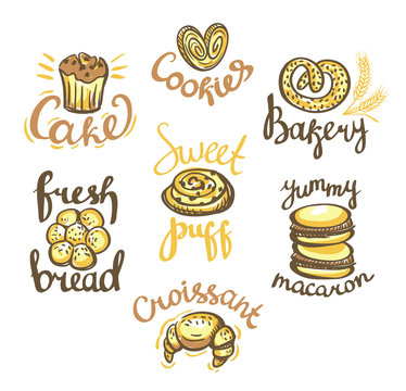 Set of bakery label on white background. Bakery logos.