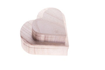 heart wood box of love isolated on white background