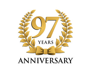 anniversary logo ribbon wreath 97