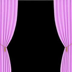 pink curtains on a black background
