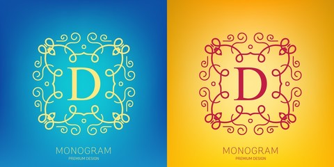 Abstract creative concept vector logo of retro monogram isolated