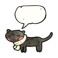 cartoon black cat with speech bubble