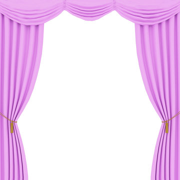 pink curtains on a black background