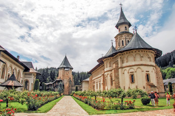 Fototapeta na wymiar The Monastery Putna. Interior garden.