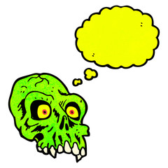 cartoon glowing green skull