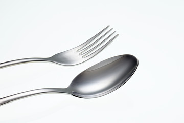 Fork and Spoon isolated on white background.