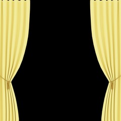 yellow curtains on a black background