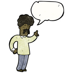 cartoon mustache man with idea