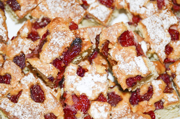 Cake with cherry fruits