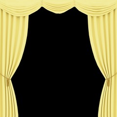 yellow curtains on a black background