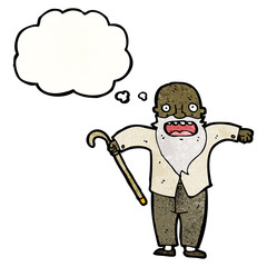 cartoon old man with walking stick