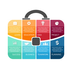 Vector briefcase infographic. Template for bag diagram, graph