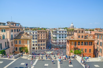 Fototapeta premium Tourists visiting Spain Square, Roma, Italy