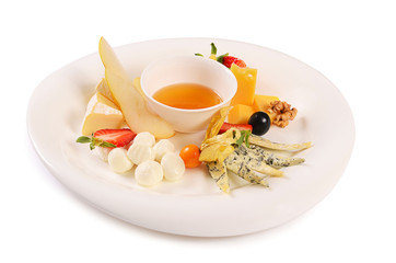 Assorted cheese with honey