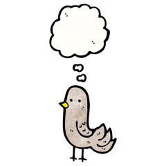 cartoon bird with thought bubble