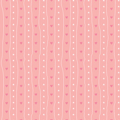 Seamless Pattern Hearts and Stripes