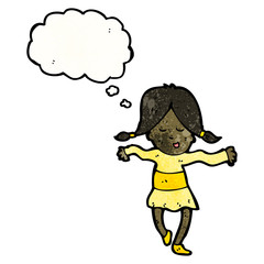 cartoon woman with thought bubble