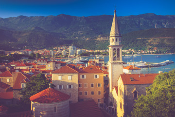 Obraz premium View of the old town of Budva in summertime. Montenegro.