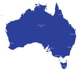 Vector map of Australia with Cities