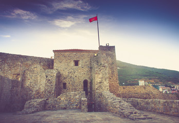 View of the old town of Budva in summertime. Montenegro.