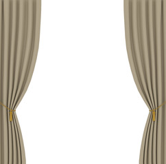 light brown curtains on white background