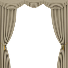 light brown curtains on white background