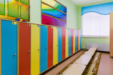 dressing room in the kindergarten