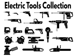 Electric tools silhouettes collection