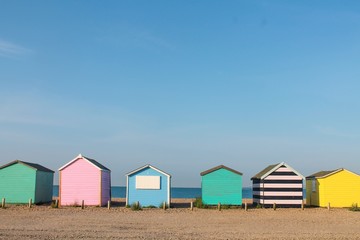 Fototapeta na wymiar Beach huts on the seafront