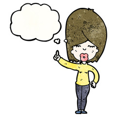 cartoon woman with thought bubble