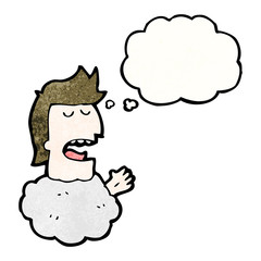 cartoon man's head in cloud