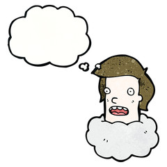 cartoon man's head in cloud