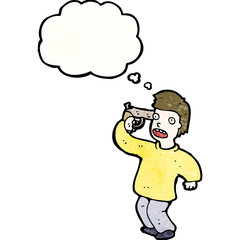 cartoon man with gun to head