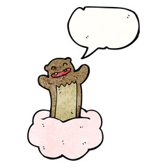 cartoon little bear on cloud