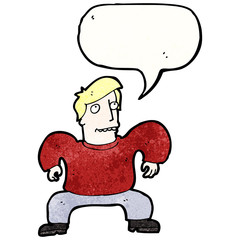 cartoon man squatting