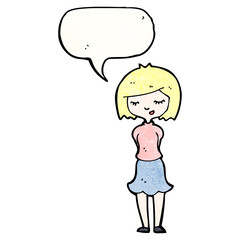 pretty blond girl with speech bubble
