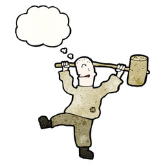cartoon man with big hammer