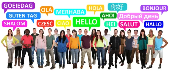 Foto op Plexiglas Multikulturell People Gruppe junge Leute sagen hallo oder Guten © Markus Mainka