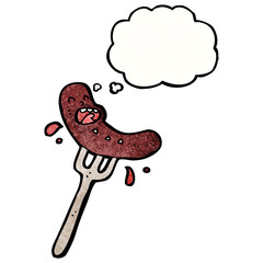 cartoon sausage on fork