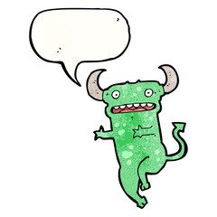 cartoon little monster with speech bubble