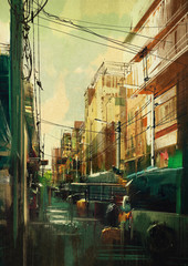 colorful cityscape digital painting