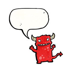 cartoon little monster with speech bubble