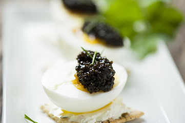 Caviar, egg and crispy bread