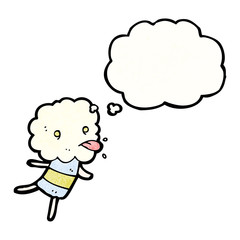 cute little cloud creature sticking out tongue