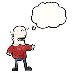 cartoon bald man pointing and laughing