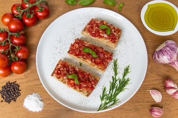 Bruschetta with fresh ingredients
